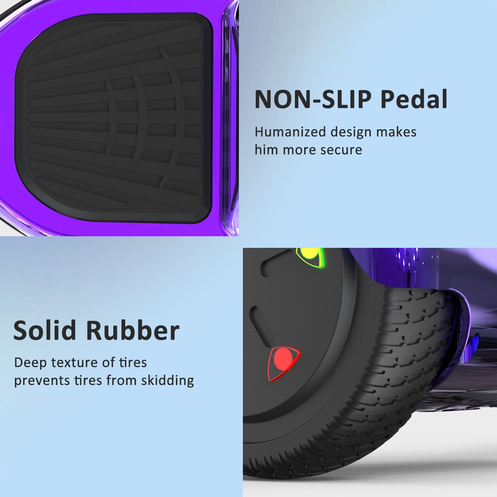 RCB Hoverboard 6,5 Zoll Skateboard für Kinder und Jugendliche mit Bluetooth und LED-Licht, leistungsstarker Motor, Geschenk für Kinder 7