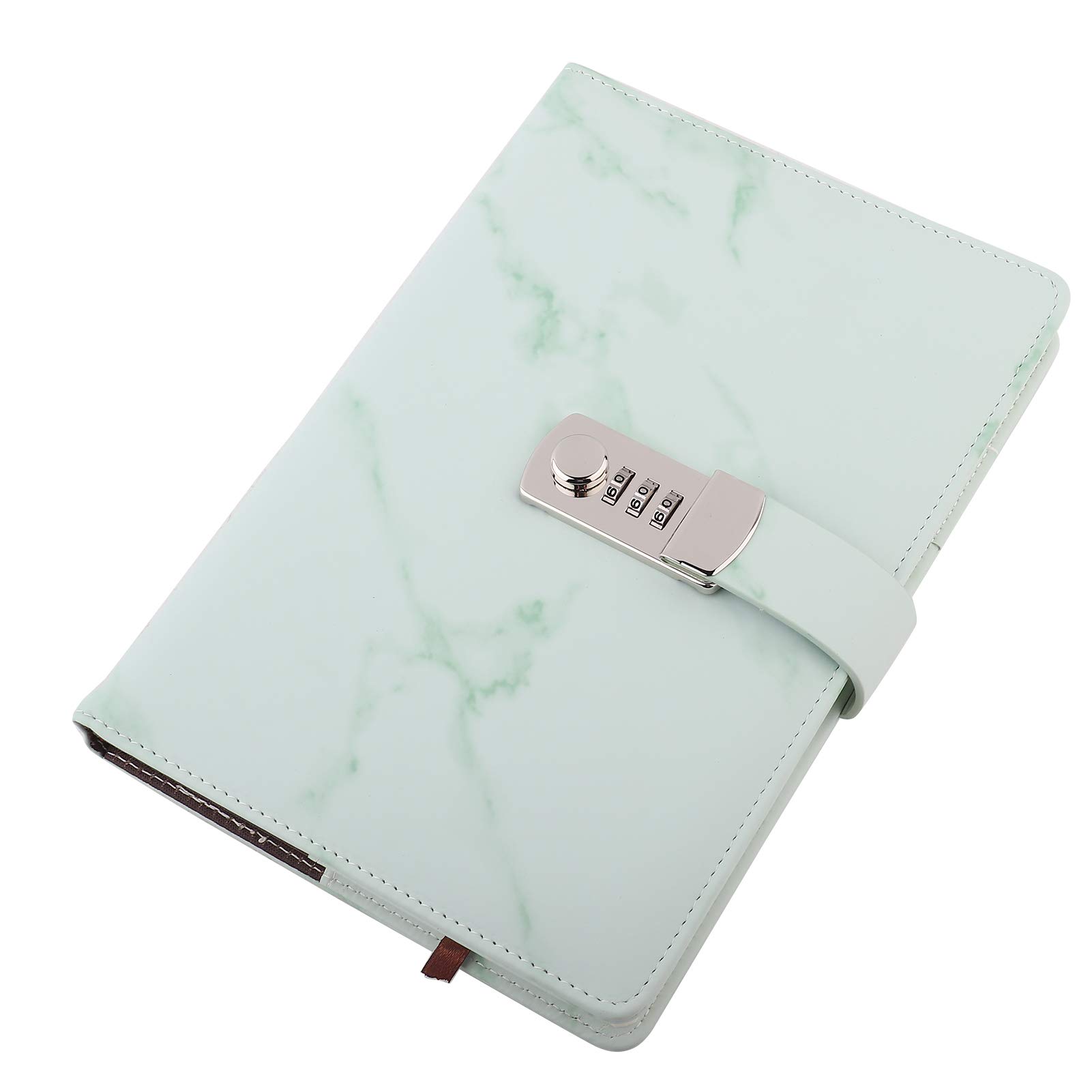 Atyhao Lock Diary, A5 PU Leather Cover Notebook with Password Lock Notepad Diary Book for Girls and Women Office School Supplies Green