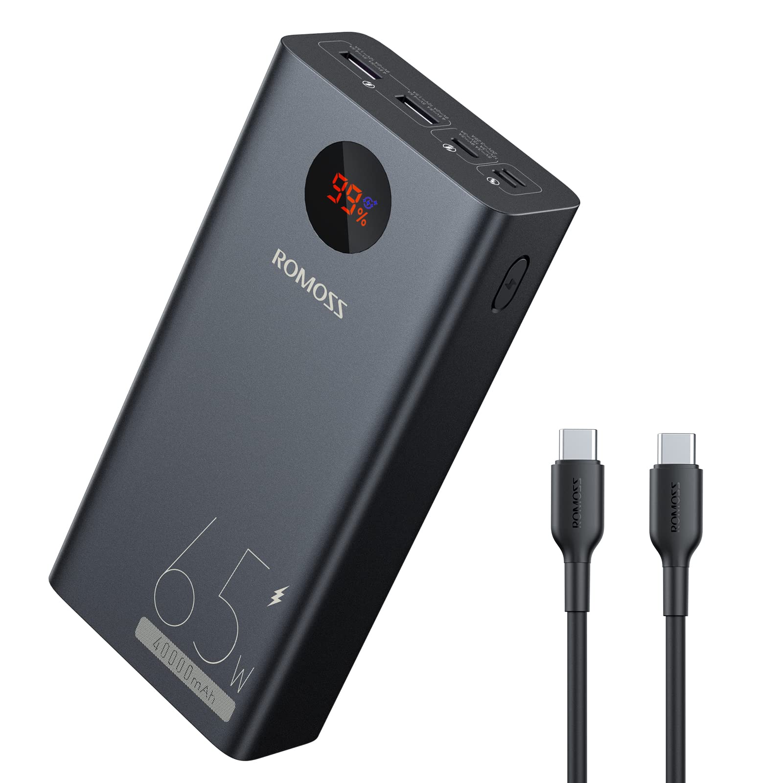 ROMOSS 65W Power Bank 40000mAh USB C PD Portable Laptop Charger, Phone Charger, Fast Charging External Battery for MacBook Air, MacBook Pro, Dell XPS, Apple Watch iPad Pro iPhone 15 and More