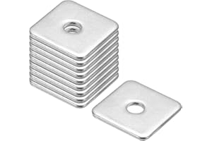 uxcell Square Washer, 10pcs M5x20x20x1.5mm 304 Stainless Steel Square Plate Washers Flat Pad Spacer Gasket for Hardware Fastener