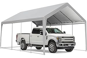 ACONEE Carport 13×25 FT Heavy Duty Car Canopy with Ventilated Windows, Removable Sidewalls & Zipper Doors, Portable Garage Boat Shelter Tent Outdoor, Waterproof All-Season Tarp for SUV, Car, Truck