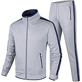 Guanzizai Men's Casual Tracksuit Long Sleeve Sweatsuit Athletic Set Full Zip Running Jogging Sports Jacket and Pants