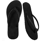 MORMIRAC Womens Slim Braided Flip Flops Beach Thong Sandals | Comfortable Yoga Mat Sandals for Beach, Poolside, Dressy,Slip on &amp; Summer Casual Wear