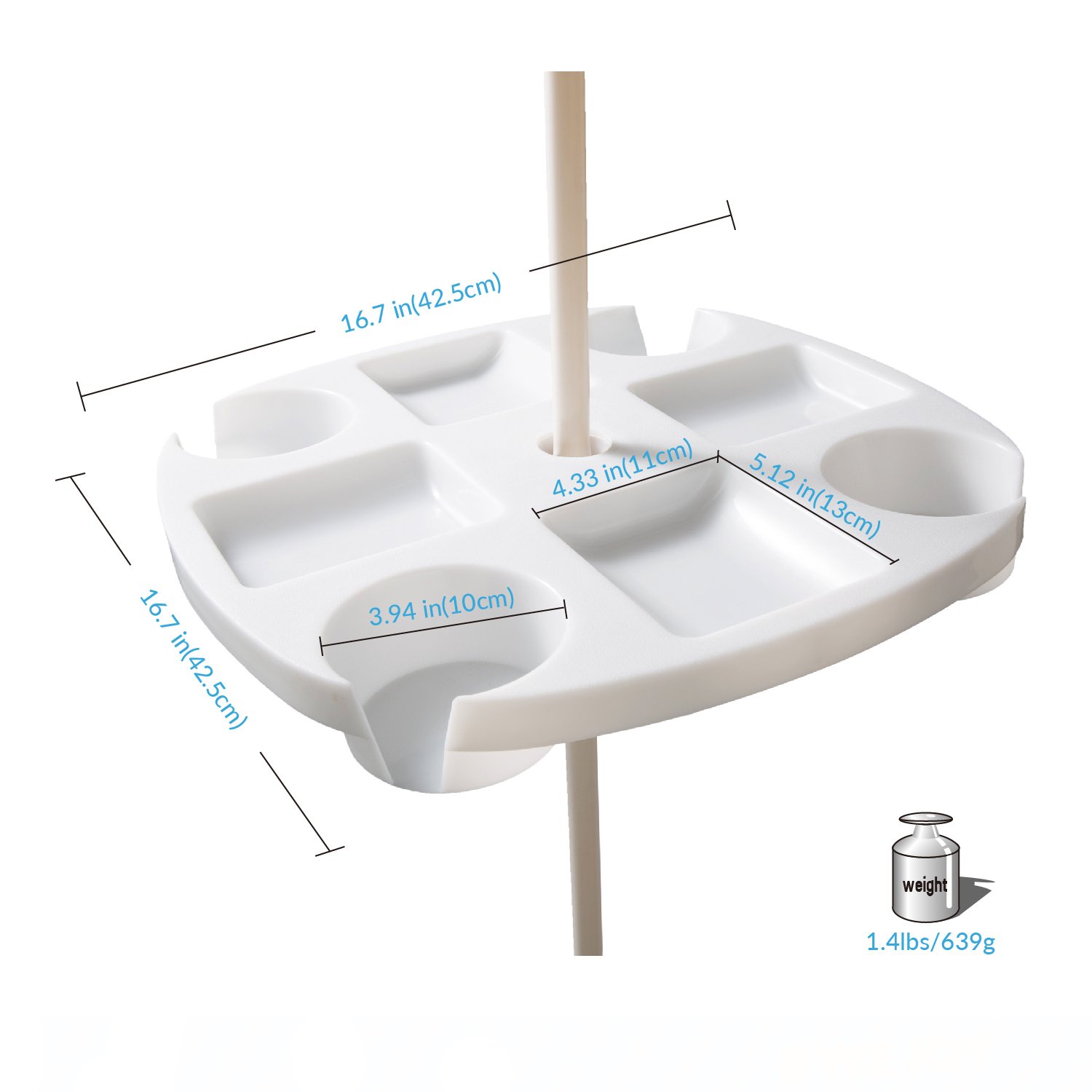 WeJoy Portable Beach Umbrella Table with 4 Cup Holders