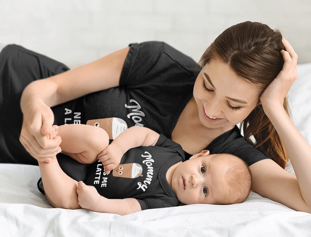 Tstars Mommy Needs a Latte Shirts for Mom and Newborn Baby First Mother's Day Matching Outfit for New Moms and Infants
