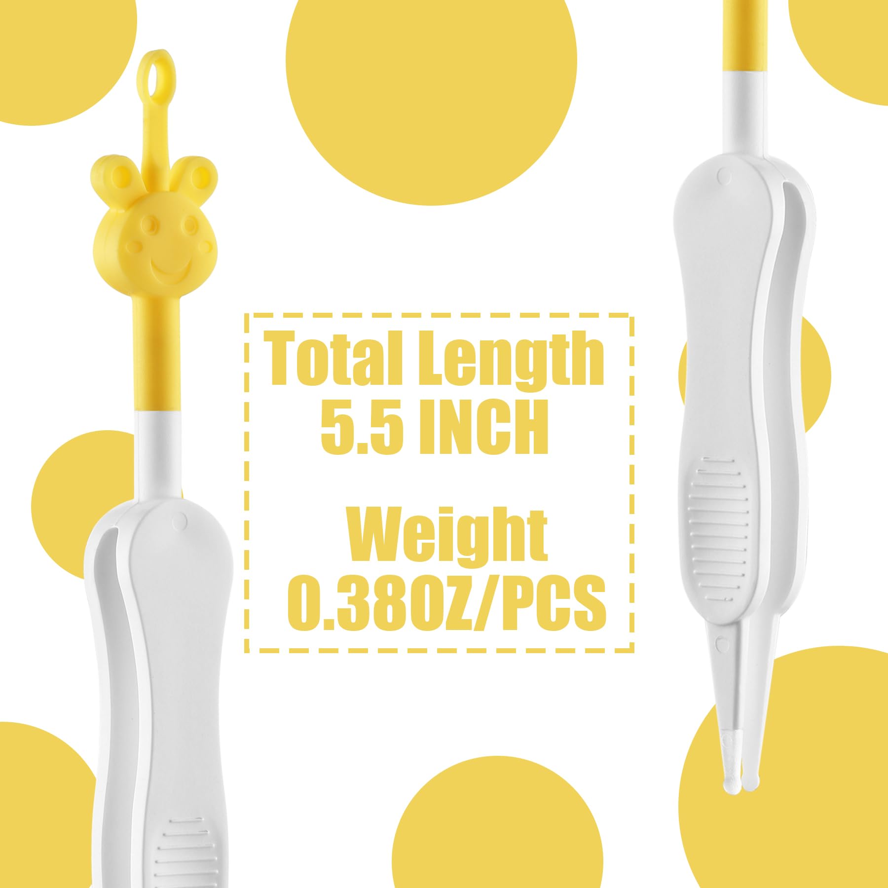 Baby Nose & Ear Wax Cleaner, Newborn Essentials, Soft Baby Nasal Booger Picker Tool for Infants Sticky & Dried Boogie, Baby Booger Remover (2-Pack, Yellow)