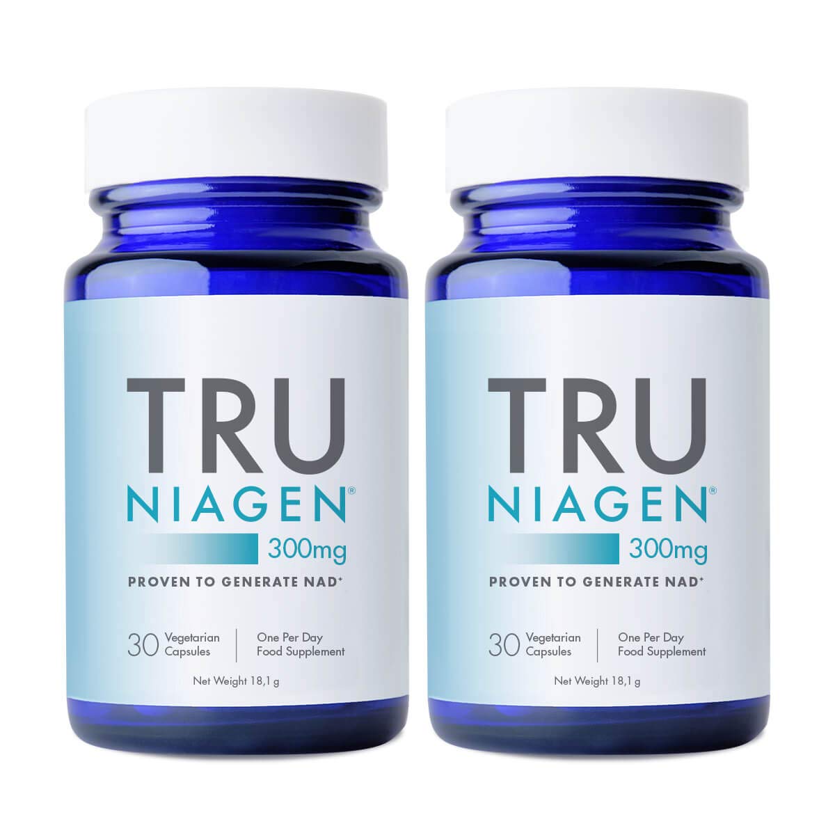 TRU NIAGEN NAD+ Supplement Niacin as Nicotinamide Riboside for Reduction of Tiredness & Fatigue, Patented Formula NR - 300mg 2 x 30 Count