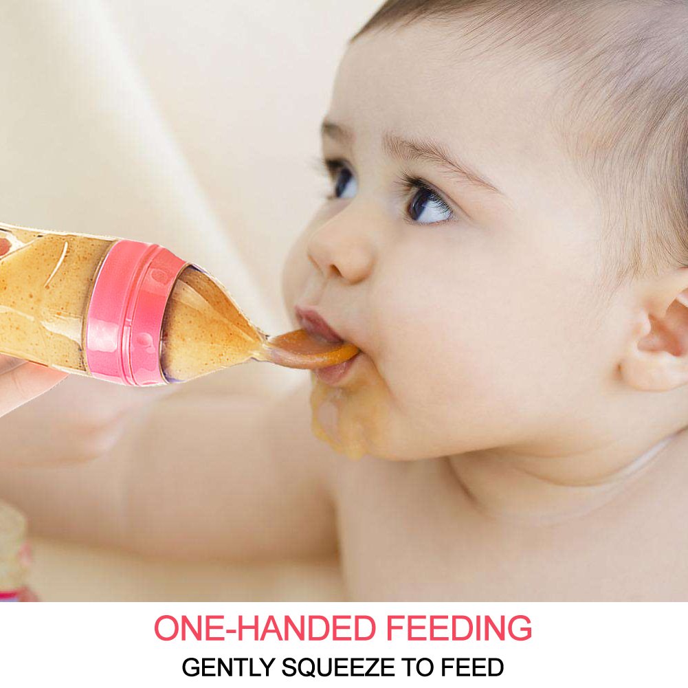 Baby Mate Silicone Baby Food Dispensing Spoon Feeder Pink 4oz