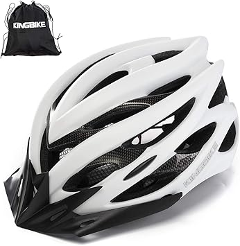 Amazon King Bike自転車用ヘルメットメンズレディース大人用自転車用自転車サイクリングヘルメット男性用女性 安全性付き後席ledライトおよびヘルメットパックパック軽量 ホワイト Kingbike スポーツ アウトドア