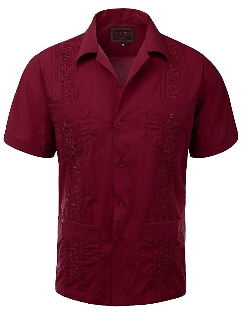 Maximos Men S Short Sleeve Burgundy Button Up Cuban Guayabera Dress Shirt Medium Buy Online In Sint Maarten At Sintmaarten Desertcart Com Productid