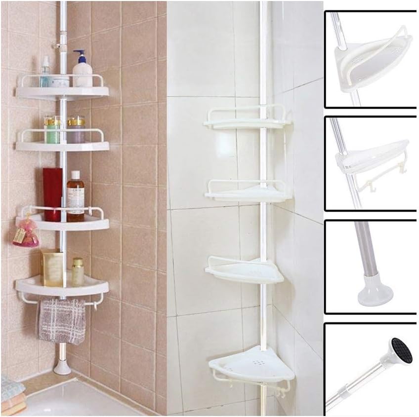 Mostbest 4 Tier Living Corner Shower Caddy Shelving Unit Bathroom Corner Storage Shelf Bookcase Shower Organizer White Amazon Ca Home Kitchen