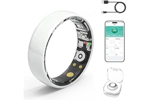 MUMUCREAM Smart Rings for Women Men,Fitness Tracker Ring,Heart Rate,Blood Oxygen,Blood Pressure,Step Tracker,Sleep Monitoring,No Subscription Fee,IP68 Waterproof Smart Ring for iphone&Android(Silver 9)