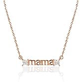 DERDALN Square Pendant Zircon Dainty Mama Necklace Rose Gold Necklace for Women Daughter Girlfriend Meaningful Jewelry Gift