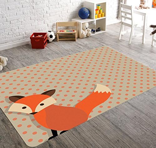 HawkerPeddler Nursery Playroom Children Woodland Animal Fox Orange 8ft x 3.75ft Mat