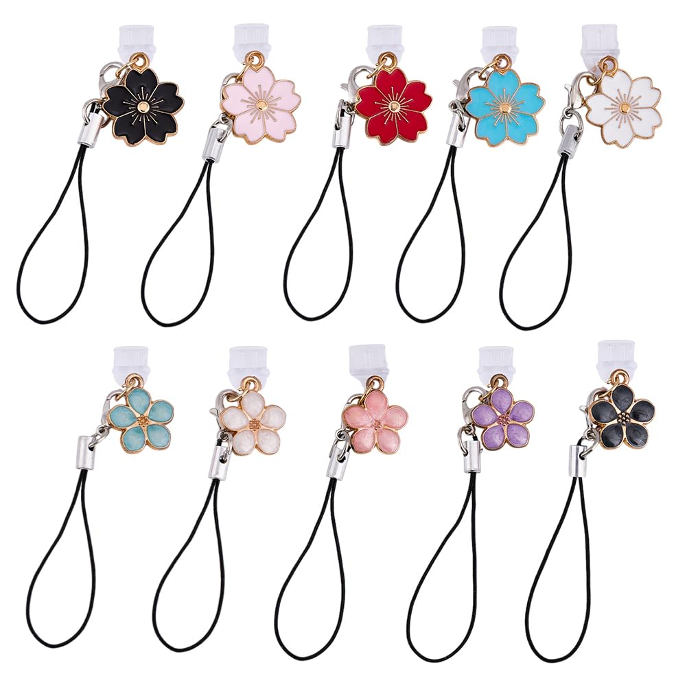 OLYCRAFT Type-C Dust Plug Charm Mobile Dust Plugs with Cherry Blossom Pendants Small Flower Cell Phone Charms Charging Port Plugs Pendants for Type-C USB Cell Phone