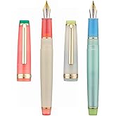 2PCS Jinhao 82 Fountain Pen Extra Fine Nib &amp; Fine Nib with Converter, Mixed Macaroon Blue Red Gold Trim Writing Pen Set