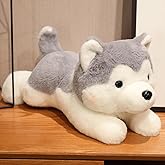GracesDawn Stuffed Animals-Dog 11.8",Super Soft Husky Doll, Cartoon Cute Dog Plush Toys, Ideal Gift for Kids! (Grey)