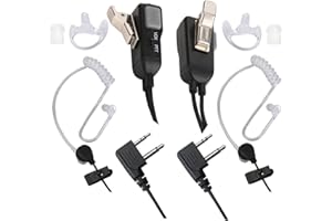 Reyinl RYL13 Two Way Radio Headset Noise Canceling Transparent Security Earpiece for Midland GMRS/FRS Radios with PTT/VOX – Pair