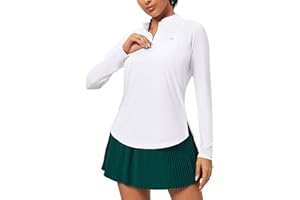 Heathyoga Womens Long Sleeve Workout Tops Golf Shirts for Woman UPF 50+ UV Sun Protection SPF Shirts Quarter Zip Pullover
