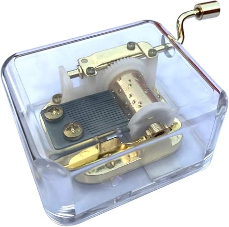 Amazon Com Play I Believe Acrylic Hand Crank Music Box With Sankyo Musical Movement Home Kitchen