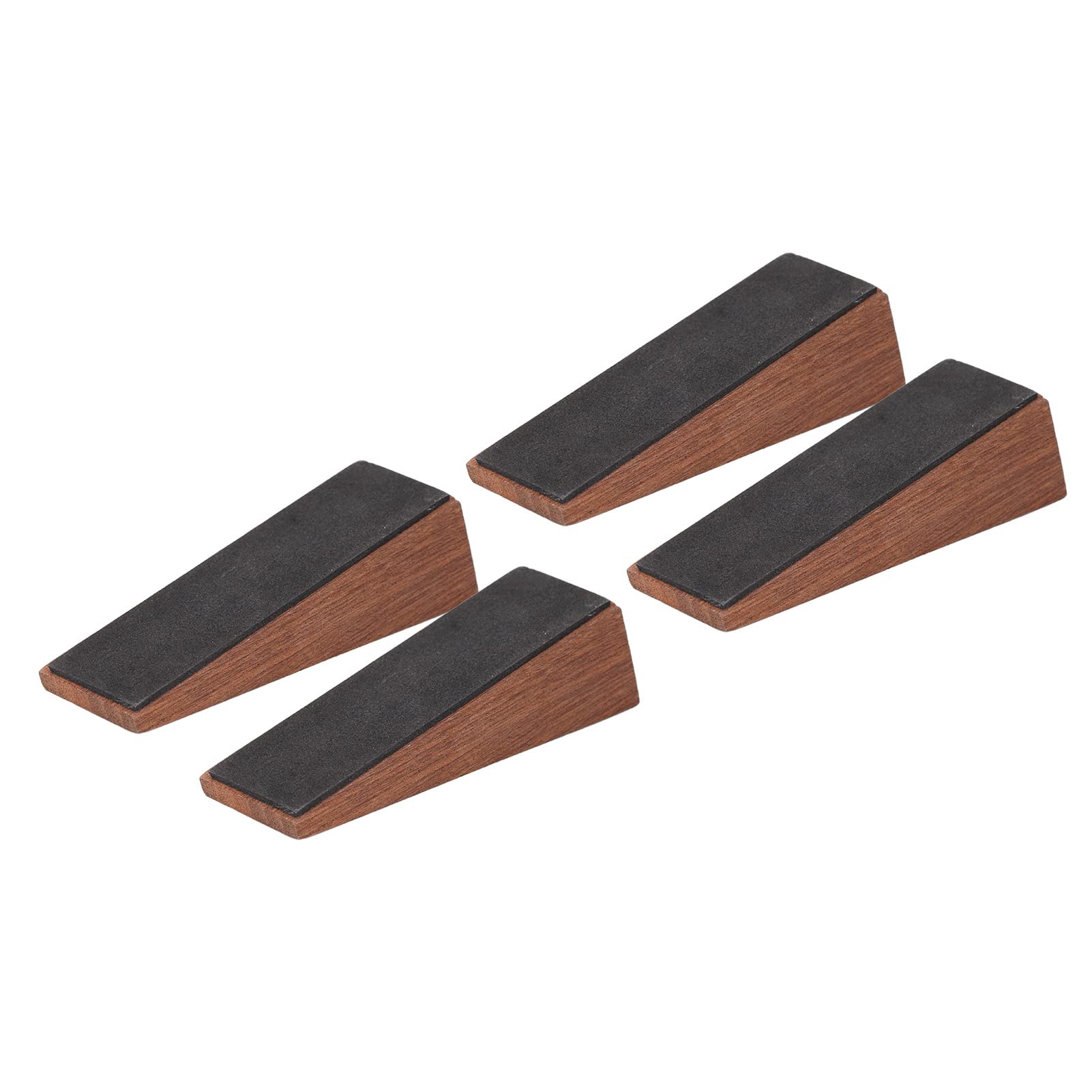 TOPINCN 4 Pack Wooden Door Stoppers, Triangular Wood Door Wedge Anti Slip Door Stops, Heavy Duty Door, Door Jammer, Brown