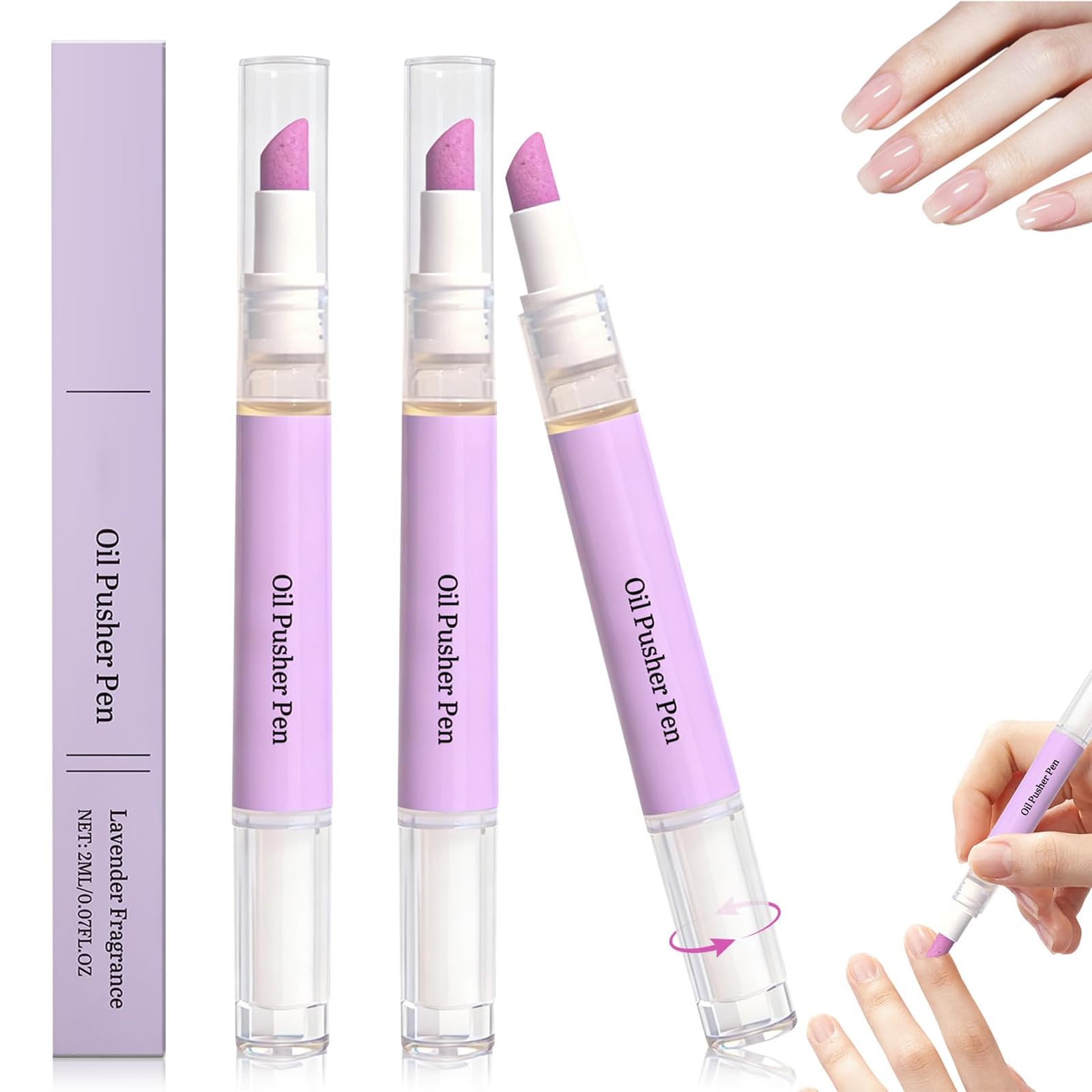 Photo 1 of 2-in-1 Ceramic Cuticle Pusher & Oil Pen - Nail Care Tool for Dry Nails & Hangnails, Enhances Nail Luster(3pcs)