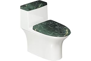 Pzuqiu Green Marble Toilet Seat Cover Set of 2 Elongated Toilet Lid Cover Bathroom Decor for Home Portable for Trip Stylish Toilet Dust Seat Cover