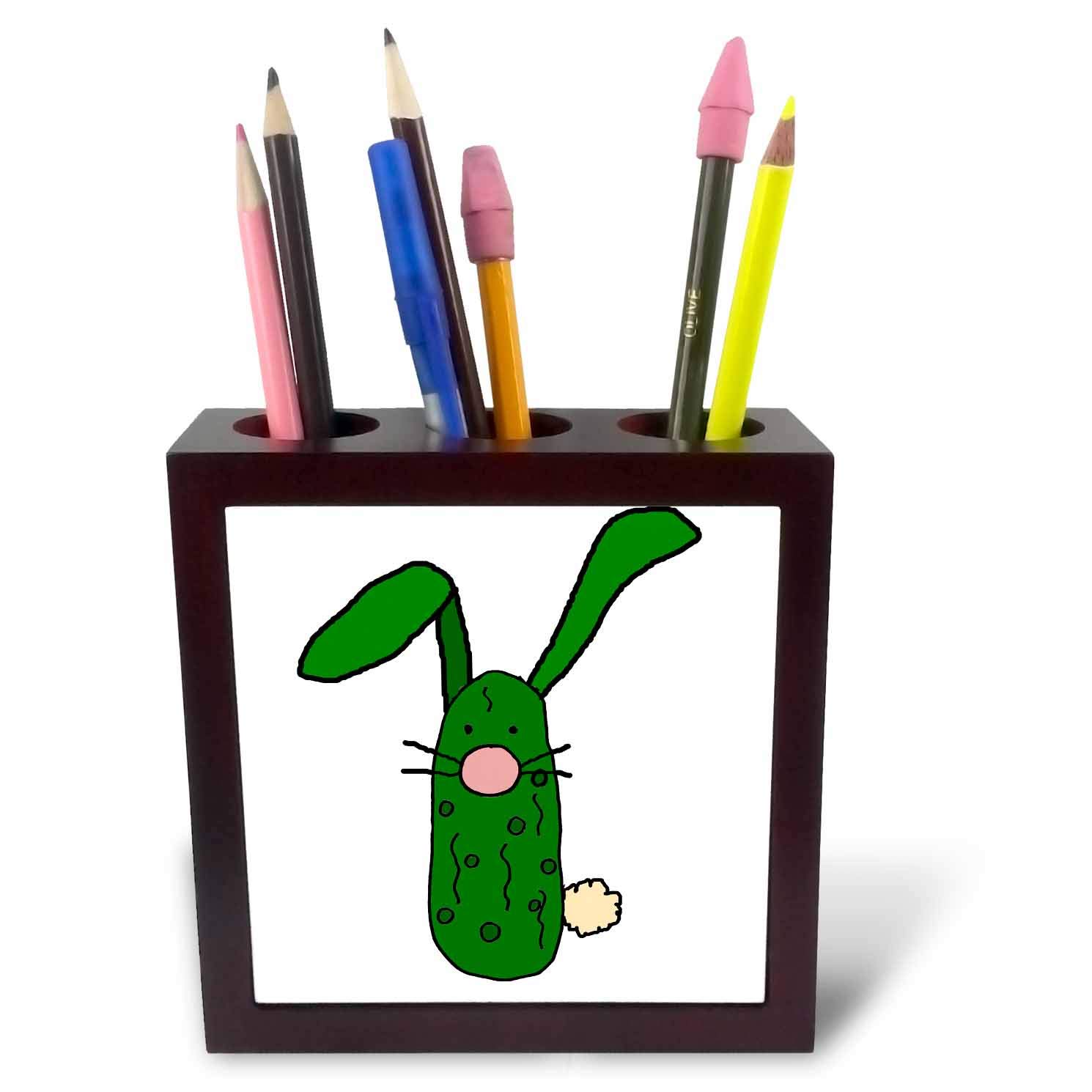 3dRose ph_234656_1 5-Inch "Funny Pickle Bunny Rabbit Original Art" Tile Pen Holder