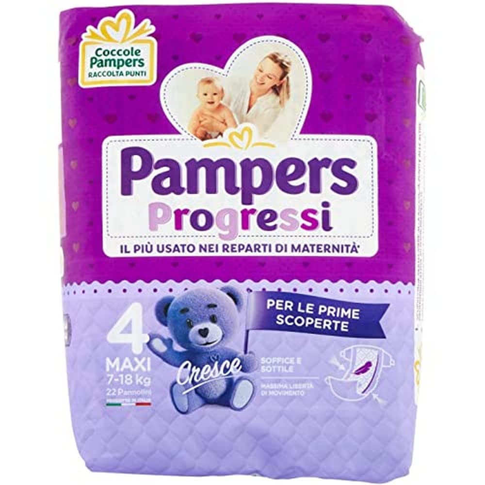 Pampers Progressi Maxi 22 Nappies, Size 4 (7-18 kg)