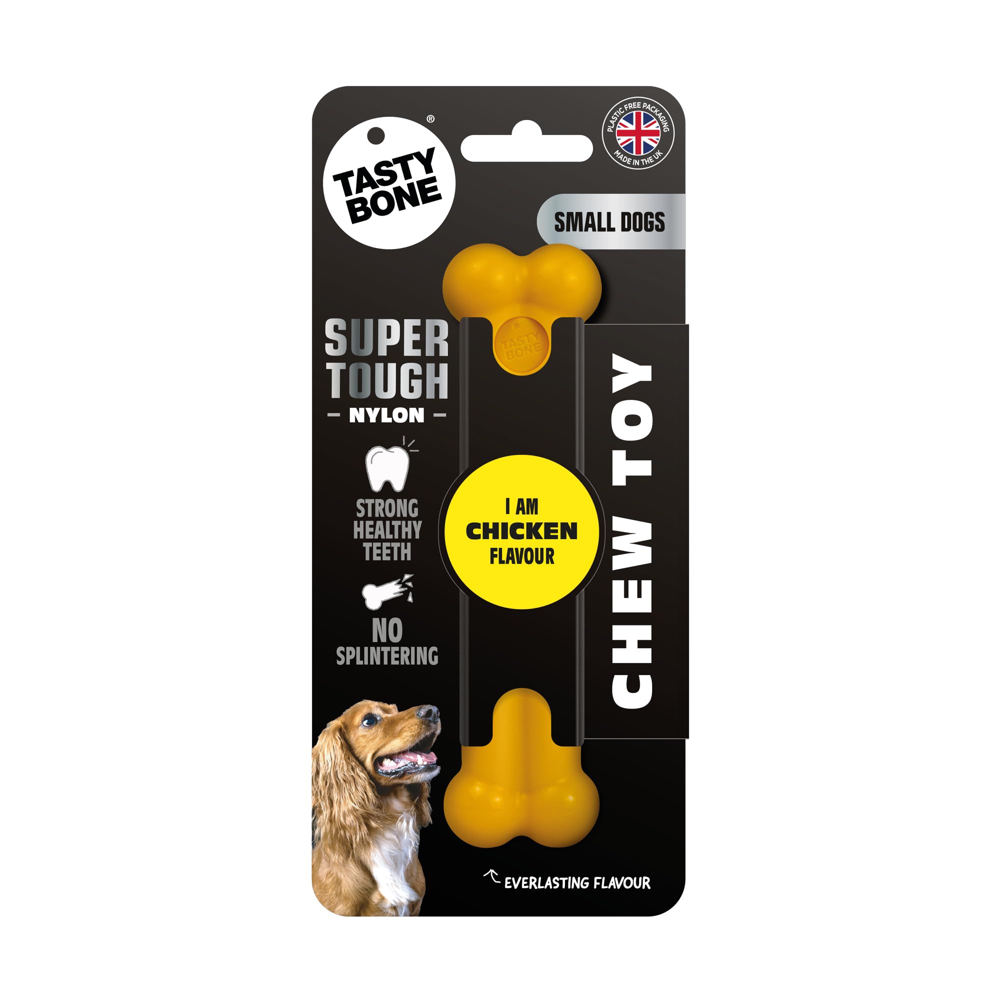 TastyBone Nylon Dog Chew Toy for Small Dogs (Chicken) - Indestructible for Aggressive Chewers, Everlasting Flavour, Strong Healthy Teeth, Made in the UK