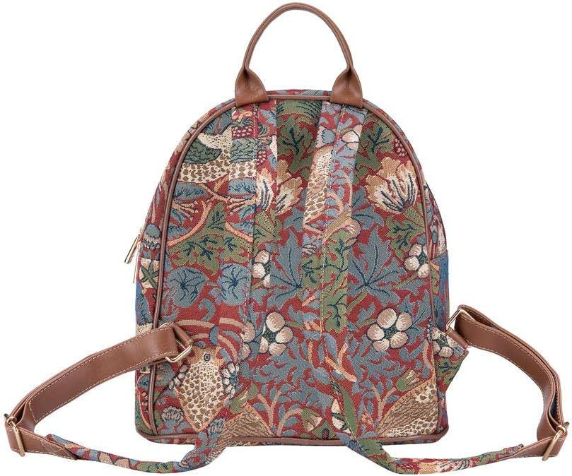 Signare Tapestry Casual Backpack Rucksack Women School Bags with William Morris Design (Strawberry Thief Red, DAPK-STRD) - Image 4