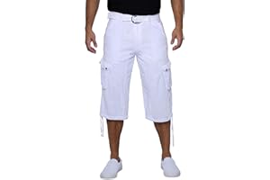 X RAY Men's Belted Cargo Long Shorts 18" Inseam Below Knee Length Multi Pocket 3/4 Capri Pants (Big and Tall Shorts for Men)