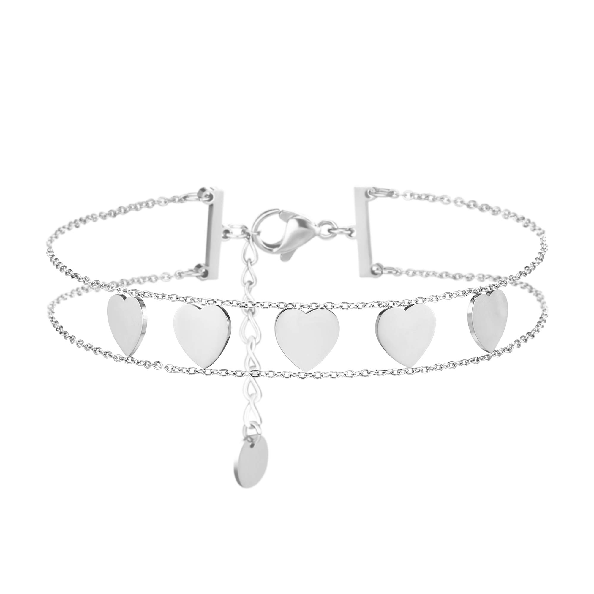 PengJin Stainless Steel Bracelet for Women, Adjustable Love, Stars, Amore Bracelet Fashion Jewelry for Moms, Friends Birthday Gifts