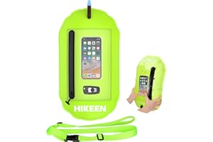 Hikeen Swim Buoy -Waterproof Touchscreen Storage Space, Swim Buoy w/Adjustable Waist Belt for Open Water Swimmers -Be Bright 