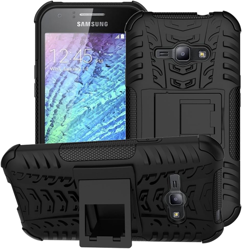 WindCase Galaxy J1 Ace Case, Heavy Duty Armor Tough Hybrid Shockproof Dual Layer Kickstand Protective Case Cover for Samsung Galaxy J1 Ace Black