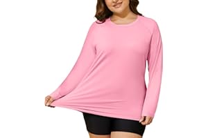 COOTRY Women's Plus Size Sun Shirts UPF 50+ UV Protection Long Sleeve Rash Guard Quick Dry Workout Hiking Fishing Swim Shirt