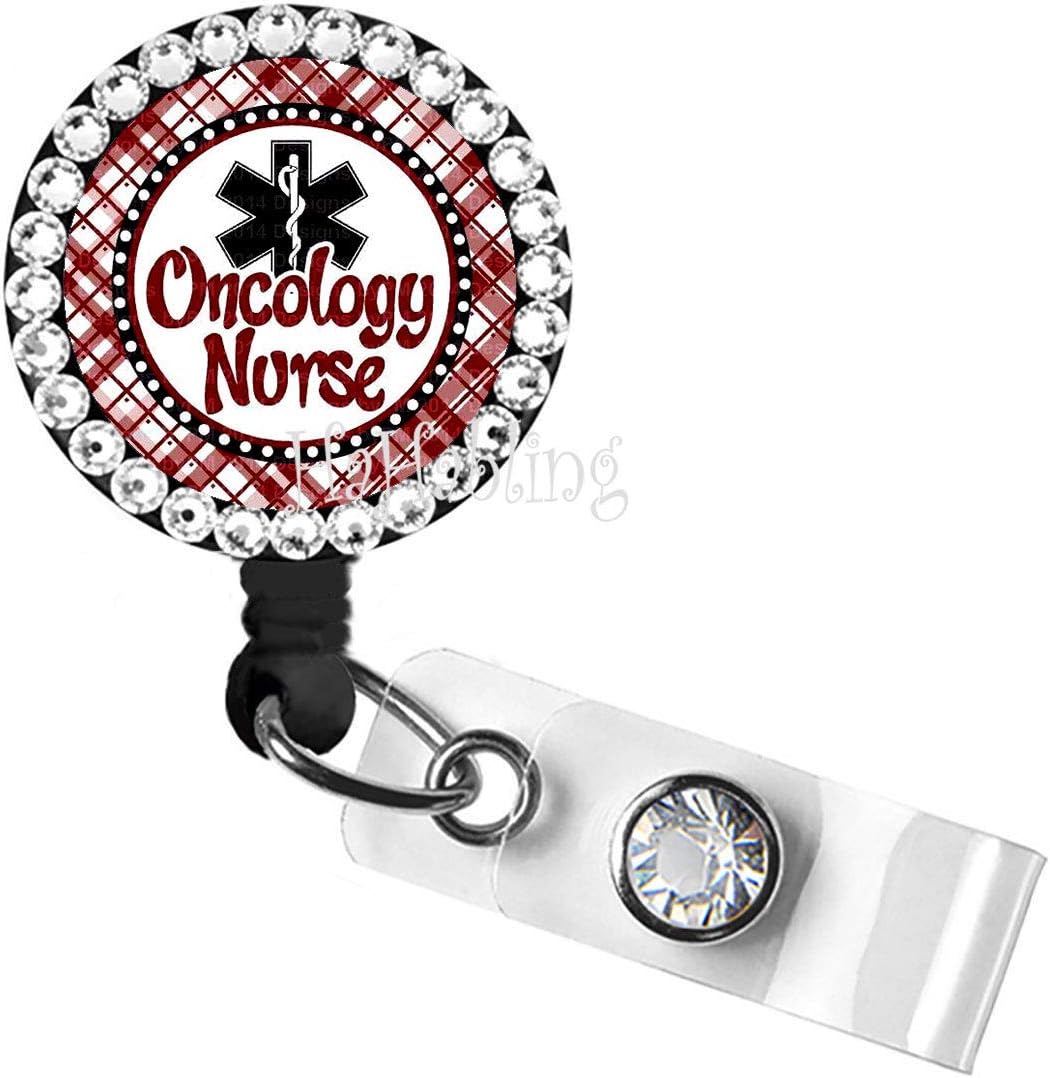 LOVEKITTY - Swarovski Rhinestone Bling Professional Job Aligator Swivel Retractable ID Badge Reel/Name Badges/ID Badge Holder for Doctor Nurse Tech Medical Coworker Teacher/Oncology Nurse (4)