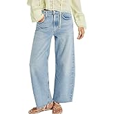 Sxidecgqi Womens Mid High Waisted Jeans Straight Wide Leg Loose Baggy Trendy Jeans