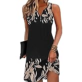 Disamer Womens Summer Dress 2026 Casual Button Down V Neck Sleeveless Boho Floral Beach Sundresses Vacation A-Line Dresses