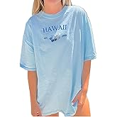 Women Teen Girls Cute Embroidered Graphic Tees Preppy Colorful Surf Shirts Coastal Short Sleeve Beach Tshirt Tops