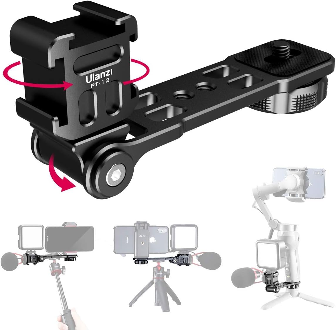 Triple Cold Shoe Mount Extension Bracket for LED Video