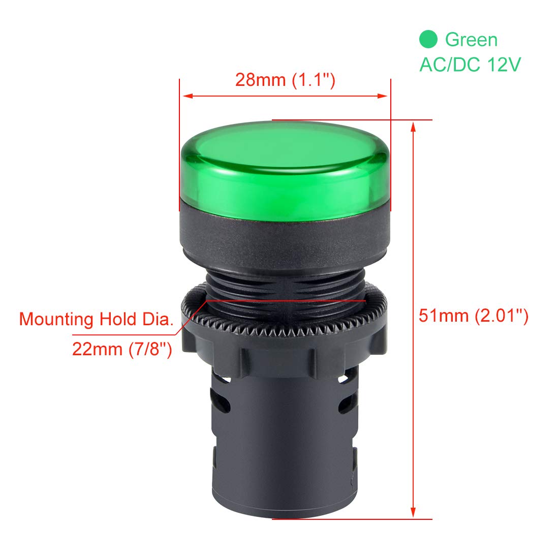 uxcell 10Pcs Green Indicator Light AC/DC 12V, 22mm Panel Mount, for Electrical Control Panel, HVAC, DIY Projects: Industrial & Scientific