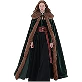 L'VOW Viking Fur Cloak Renaissance Fur Cape Velvet Cloak Medieval Cosplay Costume Women Men
