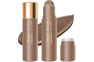 OKERKER Cool Toned Cream Contour Stick for Fair Light Pale Skin,Grey Nose Contour Makeup Built-in Sponge, Smooth Long Lasting Bronzer Gray, Blendable Lightweight Contouring Stick #01 Cool Ash Brown