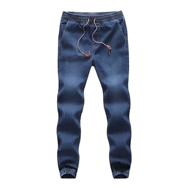 UJUNAOR Herren Sweathose in Jeansoptik Jogg-Jeans Männer Freizeit-Hose Jeans Jogginghosen Slim Fit Jogger Vintage Sweathose H