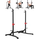 Uboway Bench Press Rack, Adjustable Squat Rack for Home Gym, Barbell Rack