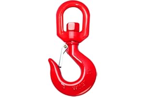 Kivomot G80 Swivel Lifting Hook, 3 Ton Capacity, Forged, Heat Treated, Painted, Self-Locking, 6:1 Safety Ratio, Single Hook for Industrial and Construction Lifting