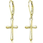 Rnivida 925 Sterling Silver Cross Dangle Drop Earrings for Women