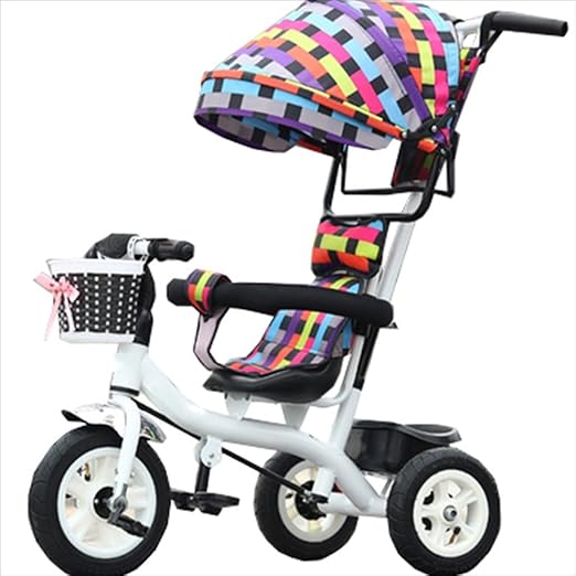 Amazon.com: Strollers DD - Bicicleta de triciclo pequeña para niños y niñas para 6 meses y 6 años de edad, carrito de tres ruedas, ruedas de goma (colorido, blanco): Home \u0026 Kitchen