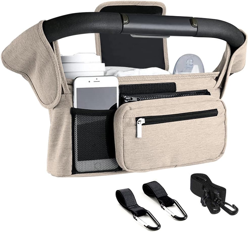 Tyuodna Baby Pram Bag Stroller Organiser Beige Universal Fit